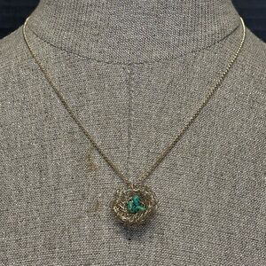 Sterling & Turquoise Eggs in Nest Pendant on 18-inch Chain #5457